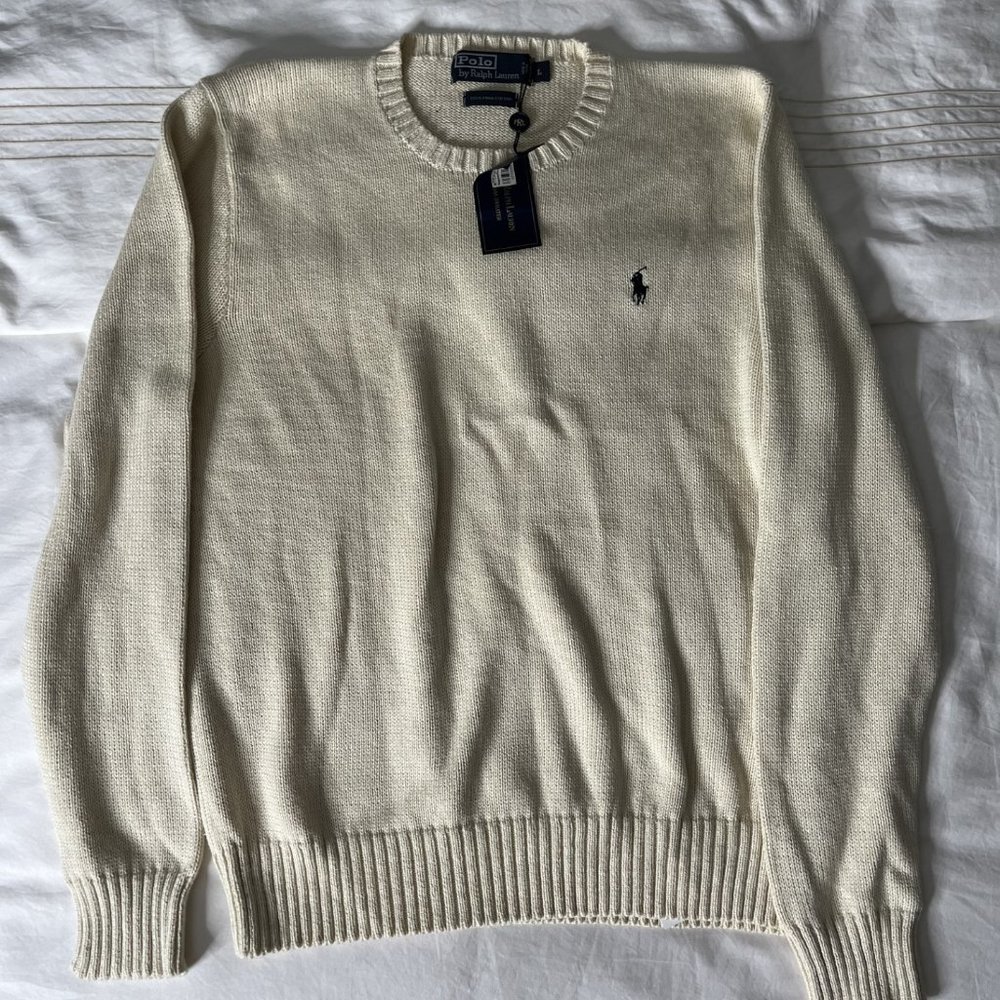 NEW Polo Ralph Lauren Cotton Sweater|Beige-Cream Color|Large Size